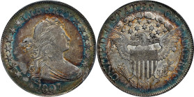 1807 Draped Bust Half Dollar. O-105, T-4. Rarity-1. EF-45 (PCGS). CAC.

A simply exquisite example with vivid olive-gold, cobalt blue and rose-orang...