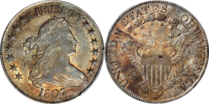 1807 Draped Bust Half Dollar. O-108, T-1. Rarity-4-. AU-50 (PCGS).

A very ple...