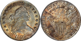 1807 Draped Bust Half Dollar. O-108, T-1. Rarity-4-. AU-50 (PCGS).

A very pleasing, original, and wholesome example from the final year of the Drap...