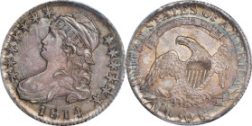 1814 Capped Bust Half Dollar. O-103. Rarity-1. Die State 103.1. MS-64 (PCGS).

Gorgeous deep lavender inhabits the center of both the obverse and re...