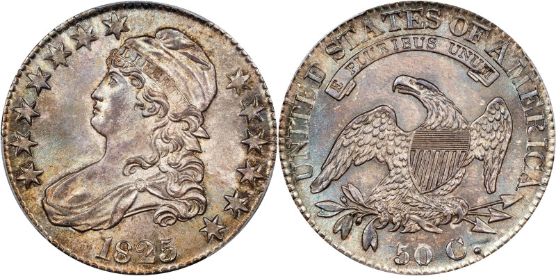 1825 Capped Bust Half Dollar. O-113. Rarity-1. Die State 113.1. MS-65 (PCGS).
...