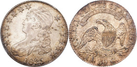 1825 Capped Bust Half Dollar. O-114. Rarity-1. Die State 114.1. MS-64 (PCGS).

Appearing as though it just emerged from decades of storage in a pape...