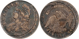 1826 Capped Bust Half Dollar. O-108a. Rarity-1. Die State 108.4. Incomplete Punched Planchet. VF-30 (PCGS).

The partial planchet punch arcs through...