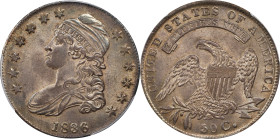 1836 Capped Bust Half Dollar. Lettered Edge. O-106a. Rarity-2. Die State 106.2. Beaded Border on Reverse. MS-63 (PCGS).

This satin to softly froste...