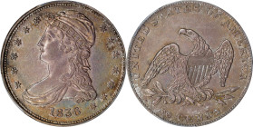 1836 Capped Bust Half Dollar. Reeded Edge. 50 CENTS. GR-1, the only known dies. Rarity-2. AU-58 (PCGS).

A highly desirable example of this iconic i...