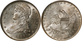 1837 Capped Bust Half Dollar. Reeded Edge. 50 CENTS. GR-13. Rarity-1. MS-62 (PCGS).

Nearly brilliant, lustrous example of the two-year 50 CENTS typ...