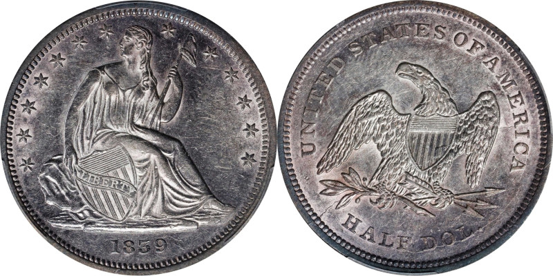 1839 Liberty Seated Half Dollar. No Drapery. WB-1. Rarity-3. AU-55 (PCGS).

Pe...