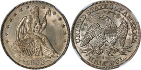 1853 Liberty Seated Half Dollar. Arrows and Rays. WB-101. MS-64 (NGC).

Delicate golden-gray iridescence is present on both sides, but yields to vir...