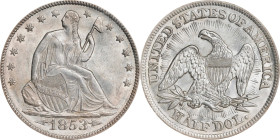 1853 Liberty Seated Half Dollar. Arrows and Rays. WB-101. MS-64 (NGC).

Always a popular issue for type purposes, represented here by a golden-tinge...