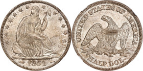 1854 Liberty Seated Half Dollar. Arrows. WB-101. Obverse Struck Thru. MS-66 (NGC).

A Gem example of this two year only type. Sharply struck and lus...