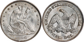 1856 Liberty Seated Half Dollar. WB-3. Rarity-3. MS-65 (PCGS).

Sparkling and bright, with full mint brilliance save for a hint of peripheral gold. ...