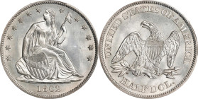 1862 Liberty Seated Half Dollar. WB-1. Rarity-3. MS-65 (PCGS).

This boldly struck example exhibits frosty mint luster with subtle semi-reflective t...