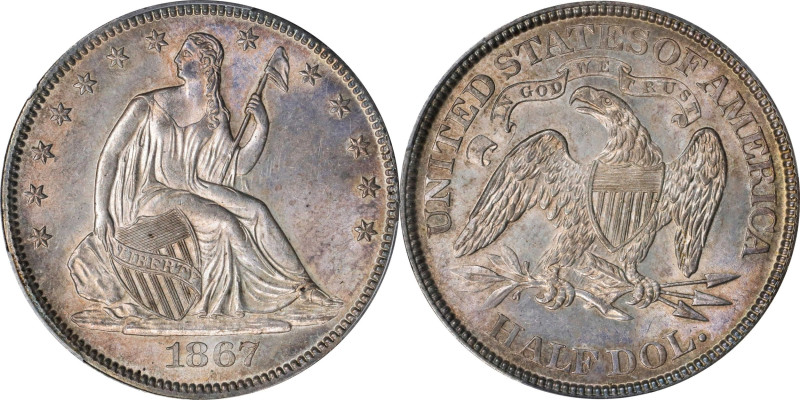 1867 Liberty Seated Half Dollar. WB-8. Rarity-3. MS-63 (PCGS).

A delightfully...