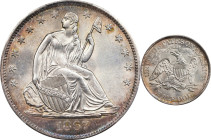 1867-S Liberty Seated Half Dollar. WB-4. Rarity-3. Repunched Mintmark. MS-64+ (PCGS).

Blushes of pretty reddish-gold and lilac-blue iridescence enl...