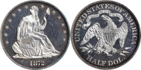 1872 Liberty Seated Half Dollar. Proof-64 (NGC).

With pretty iridescent pinkish-rose peripheral toning framing otherwise brilliant, nicely reflecti...