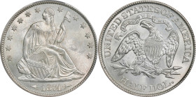 1874 Liberty Seated Half Dollar. Arrows. WB-102. Large Arrows. MS-64 (PCGS).

A satiny delight that shows delicate silver patina and a rich frosty l...