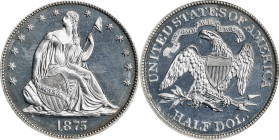 1875 Liberty Seated Half Dollar. Proof-65 (NGC).

Wholly untoned with a bright platinum-white appearance and strongly reflective mint finish. Scarce...