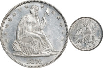 1876 Liberty Seated Half Dollar. WB-106, FS-301. Type I Reverse. Repunched Date, Large/Small Date. MS-64 (NGC).

Brilliant surfaces combine a proofl...