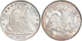 1877-S Liberty Seated Half Dollar. WB-36. Rarity-3. Type II Reverse, Very Small S. MS-65+ (PCGS).

This is a lovely coin, both sides with champagne-...