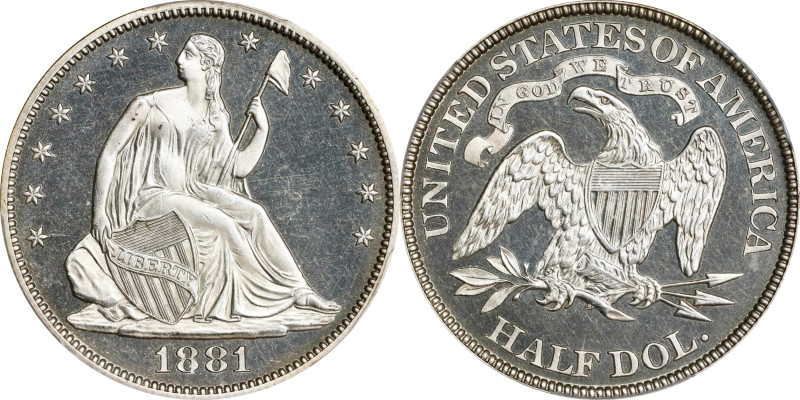 1881 Liberty Seated Half Dollar. WB-101. Type I Reverse. Proof-64 Deep Cameo (PC...