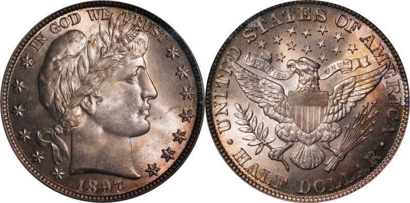 1897 Barber Half Dollar. MS-64 (PCGS). CAC.

Charming surfaces are dressed in ...