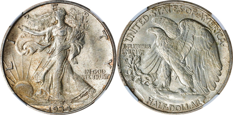 1934-S Walking Liberty Half Dollar. MS-65 (NGC).

A boldly lustrous and richly...