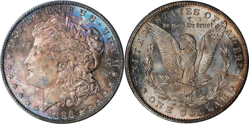 1886-S Morgan Silver Dollar. MS-65 (PCGS).

Strong luster shines through vibra...