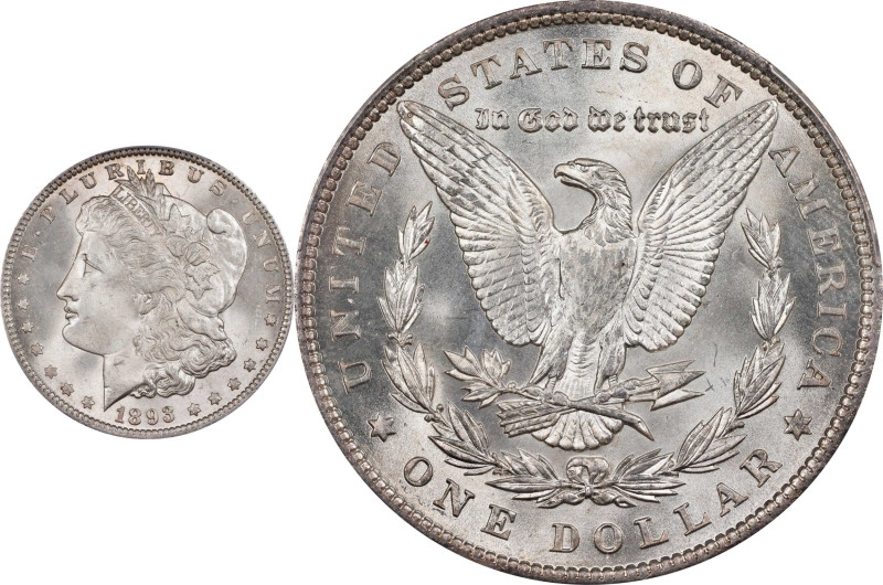 1893 Morgan Silver Dollar. MS-65 (PCGS). CAC.

A bright and flashy, untoned ex...