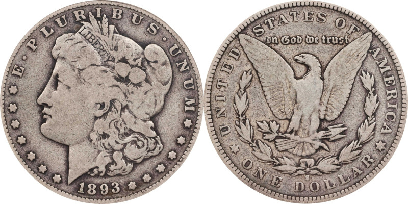 1893-S Morgan Silver Dollar. VG-10 (PCGS). CAC.

A well worn example of this p...