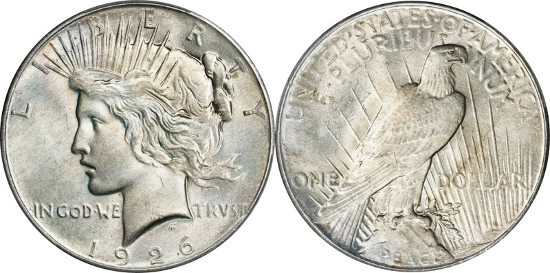 1926 Peace Silver Dollar. MS-66+ (PCGS).

Tied for second highest graded at PC...