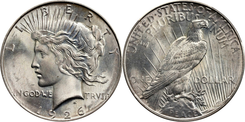 1926-D Peace Silver Dollar. MS-66 (PCGS).

Sharply struck and fully lustrous G...