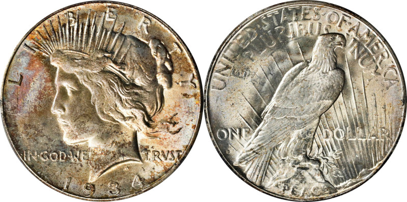 1934-S Peace Silver Dollar. MS-65 (PCGS).

A lovely Gem example of this late d...