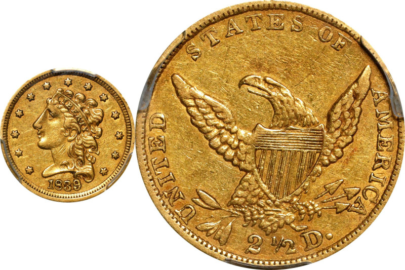 1839 Classic Head Quarter Eagle. HM-1, the only known dies. Rarity-4. EF-45 (PCG...