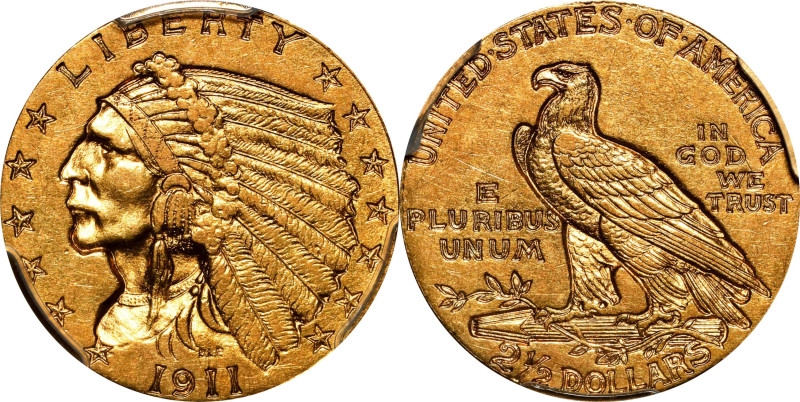 1911-D Indian Quarter Eagle. Strong D. AU-55 (PCGS).

The key to the series in...