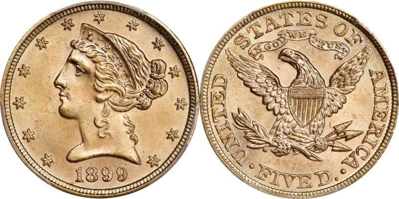 1899 Liberty Head Half Eagle. MS-64+ (PCGS). CAC.

Bright and lustrous with li...