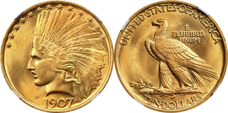 1907 Indian Eagle. No Periods. MS-65 (NGC).

Only infrequently do examples of ...