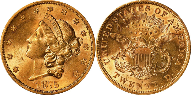 1875-S Liberty Head Double Eagle. MS-61 (PCGS).

Sharply struck with lustrous ...