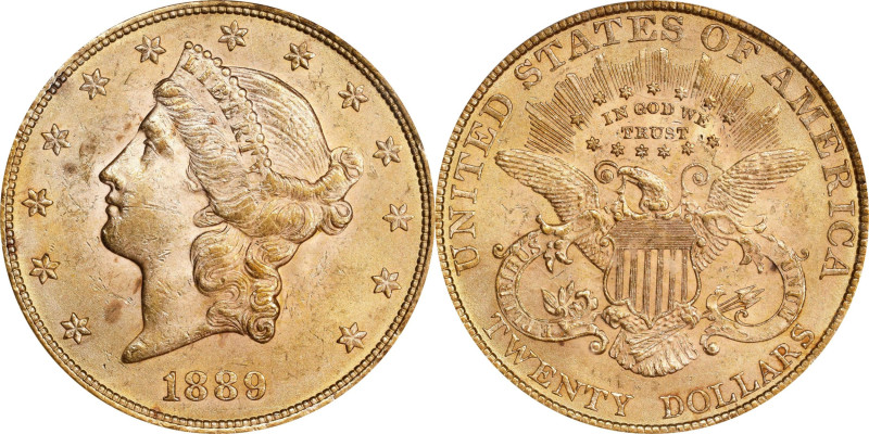 1889 Liberty Head Double Eagle. MS-60 (PCGS).

Lustrous and with much better e...