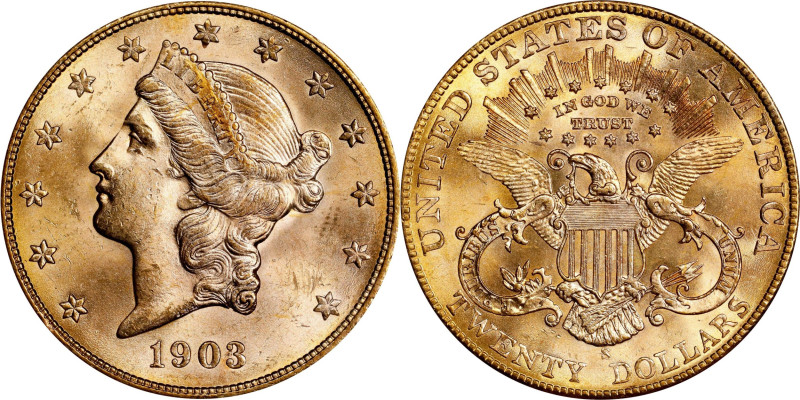 1903-S Liberty Head Double Eagle. MS-64 (PCGS).

Boldly lustrous with just a f...