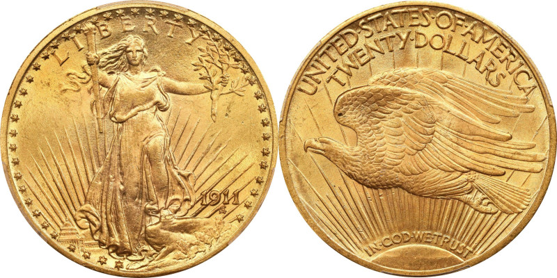 1911 Saint-Gaudens Double Eagle. MS-64 (PCGS). CAC.

Rich orange-gold luster o...