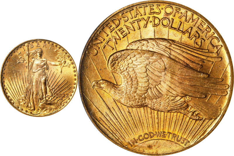 1922 Saint-Gaudens Double Eagle. MS-65 (PCGS).

A conditionally scarce 1922 do...