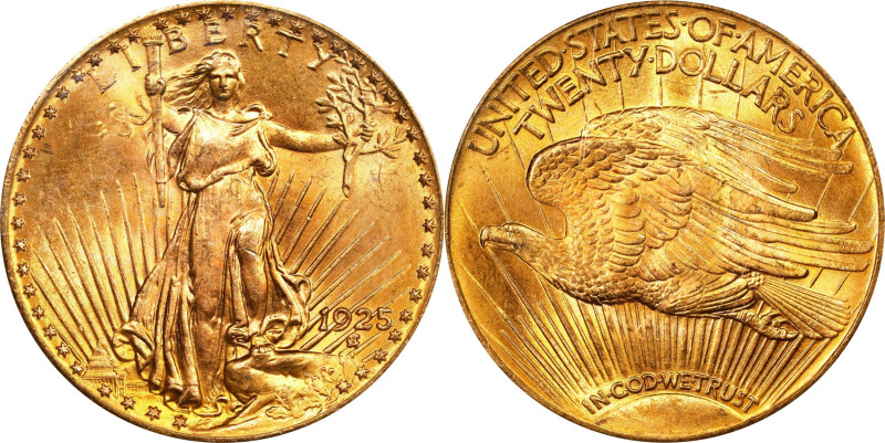 1925 Saint-Gaudens Double Eagle. MS-66 (PCGS).

A totally original and high gr...