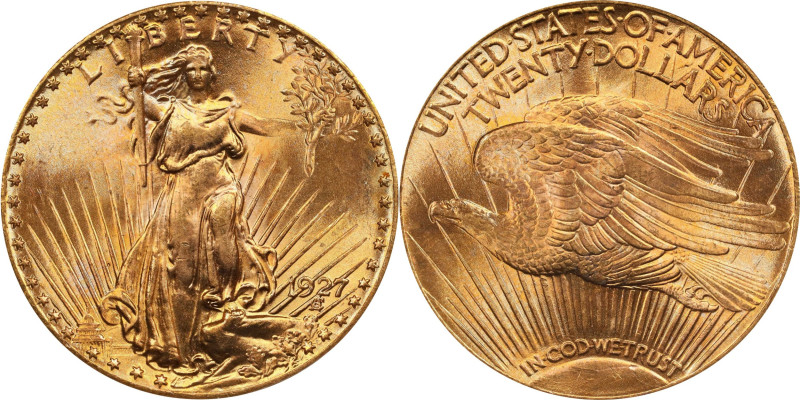 1927 Saint-Gaudens Double Eagle. MS-66 (PCGS). OGH.

A fabulously brilliant an...