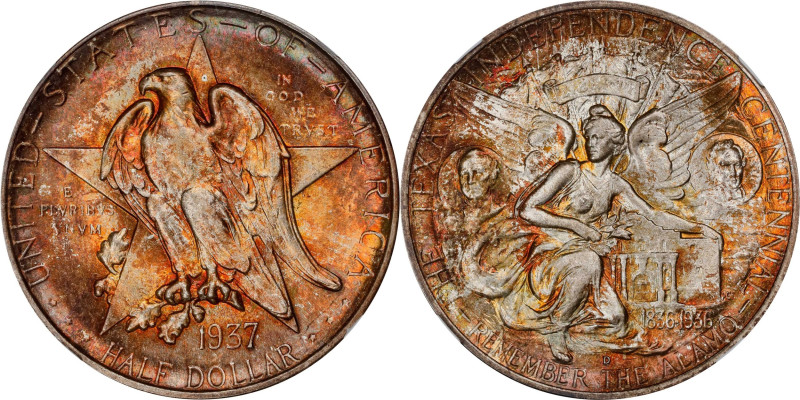 1937-D Texas Independence Centennial. MS-68 (NGC).

A magnificently toned and ...