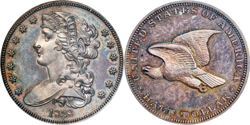 1838 Pattern Half Dollar. Judd-73 Restrike, Pollock-77. Rarity-5. Silver. Reeded...