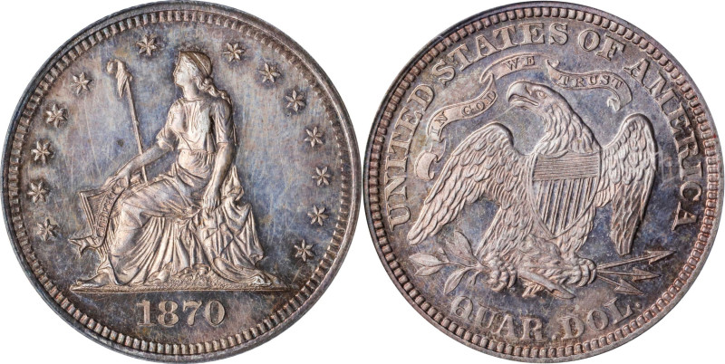 1870 Pattern Quarter. Judd-882, Pollock-980. Rarity-7+. Proof-64 (PCGS).

Obv:...