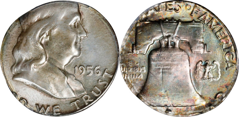 1956 Franklin Half Dollar. Struck on a Silver Quarter Planchet. MS-65 (PCGS).
...