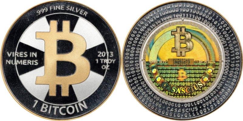 2013 Casascius "Gold Rim" 1 Bitcoin. Loaded. Firstbits 1Ag5ic73. Series 3. Silve...