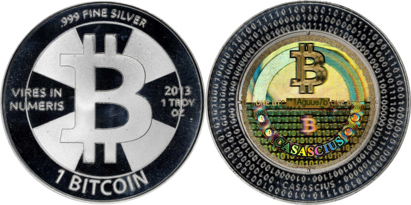 2013 Casascius 1 Bitcoin. Loaded. Firstbits 1Aguue7b. Series 3. Silver. MS-64 (A...