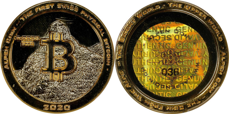 2020 Alpen Coin 0.0005 Bitcoin. Loaded. Serial No. 036. Brilliant Finish. Gilt A...